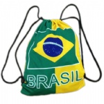 Brazil flag polyester Drawstring bag